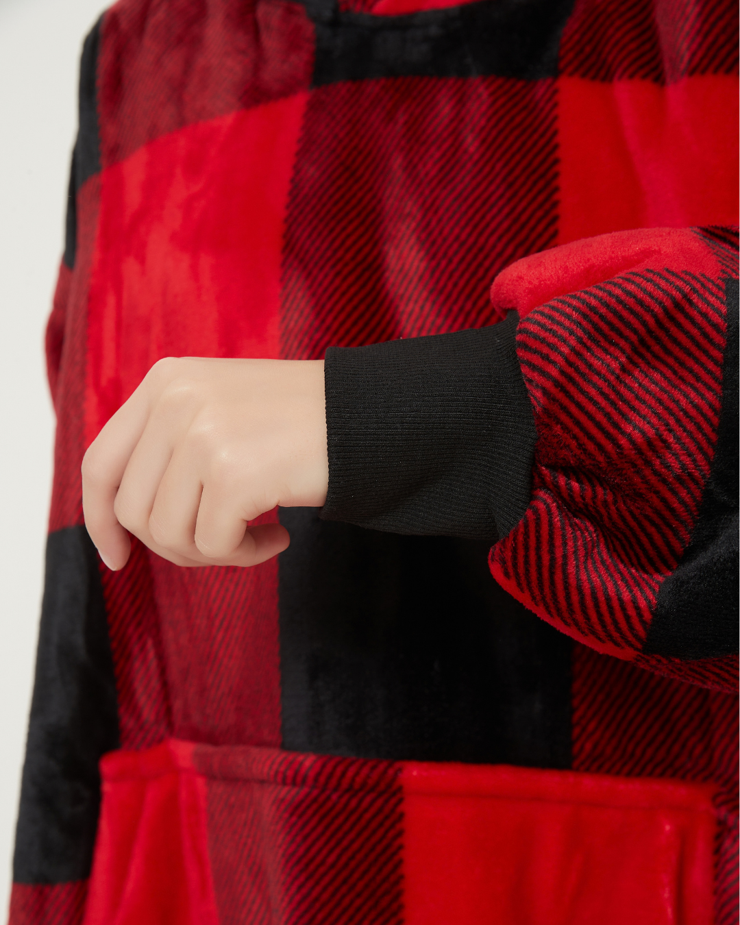 Toasti Blanket in Heritage Check — cuff detail