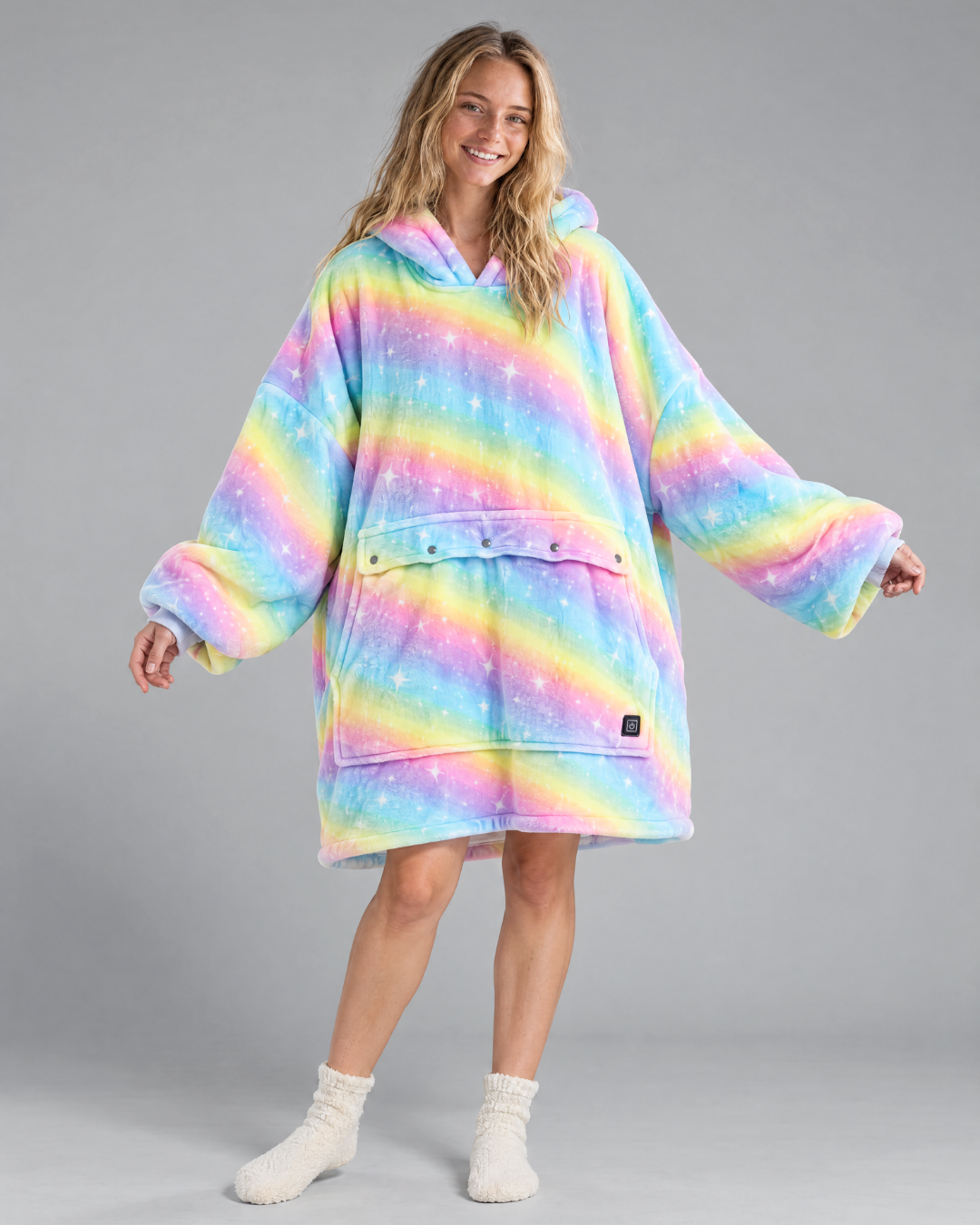 Toasti Blanket in Pastel Rainbow — full body
